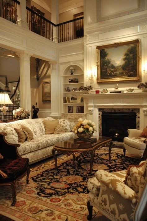 "Create timeless elegance with Traditional Living Room Inspirations! 🛋️✨ Embrace classic elements like rich fabrics, antique furniture, and ornate details. Add warm colors, elegant patterns, and cozy accents to craft a sophisticated and inviting living space. Discover how traditional style can bring a touch of grace and charm to your home! 🌟🪞 #TraditionalLivingRoom #ClassicDecor #HomeStyle" Mansion Living Room, Dream Life House, Vintage Interior Design, Classy Decor, Interiors Dream, Dream House Rooms, Traditional Living, Traditional Living Room, Vintage Interior