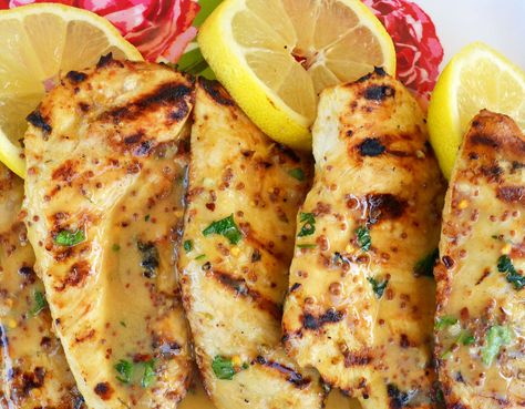 Dijon Grilled Chicken, Grilled Chicken Recipes Easy, Modern Honey, Roasted Garlic Chicken, Game Hen, Lemon Honey, Honey Dijon, Mustard Chicken, Grilled Chicken Recipes