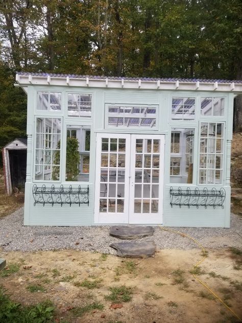 Old Window Greenhouse, Dream Greenhouse, Window Greenhouse, Diy Greenhouse Plans, Outdoor Greenhouse, Greenhouse Shed, Build A Greenhouse, Backyard Greenhouse, Greenhouse Plans