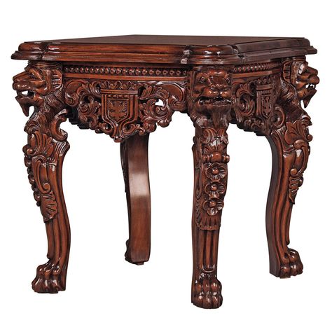 Mahogany Furniture, Grand Hall, Gothic Furniture, Wood End Tables, Design Toscano, Old Furniture, Solid Mahogany, Mahogany Wood, Wooden Table