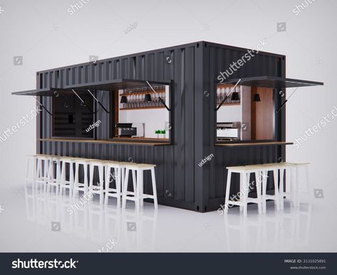 Container Coffee Shop, Small Apartment Building, Container Restaurant, Container Cafe, Outdoor Restaurant Design, Container Conversions, Container Bar, Desain Pantry, Bar Exterior