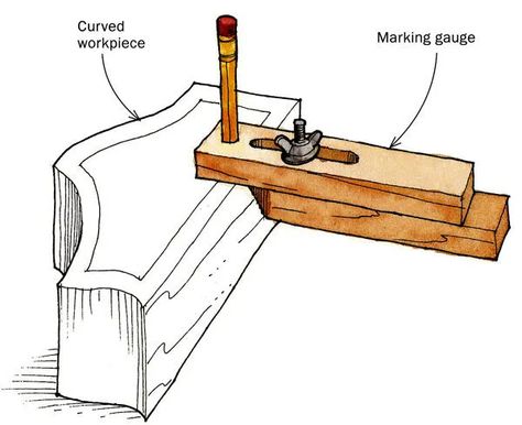 Marking Gauge Marks Curved Edges - FineWoodworking Marking Gauge, Woodworking Saws, Woodworking Books, Wood Shop Projects, Woodworking Hand Tools, Homemade Tools, Wood Tools, Woodworking Jigs, Woodworking Project