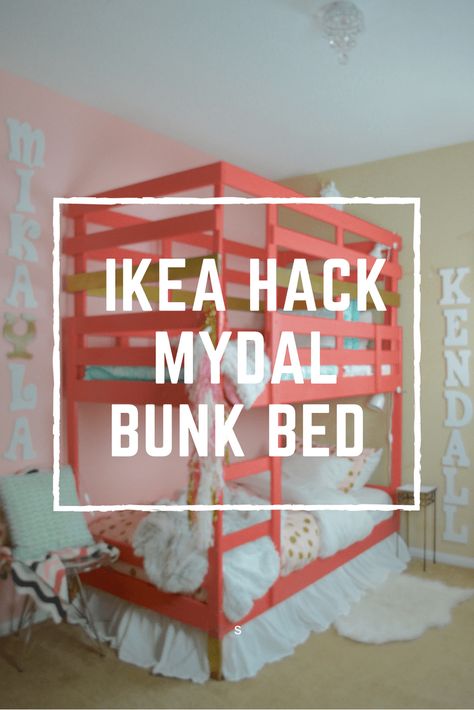 Ikea Mydal Bunk Bed Hack, Ikea Bunk Bed Hack, Ikea Mydal, Bunk Bed Hacks, Bunk Bed Ideas Diy, Safe Bunk Beds, Contemporary Bed Linen, Ikea Bunk Bed, Bunk Beds Small Room