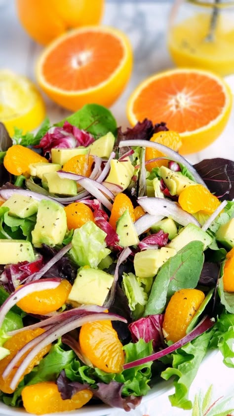 This refreshing Orange and Avocado Salad makes a colorful and flavorful lunch or dinner meal salad. I especially love this salad served as a side dish with a Mexican-inspired meal. Recipes With Mandarin Oranges, Orange Chicken Stir Fry, Mandarine Recipes, Orange Salad Recipes, Mandarin Orange Salad, Avocado Salad Recipes, Crunchy Salad, Citrus Salad, Dinner Meal