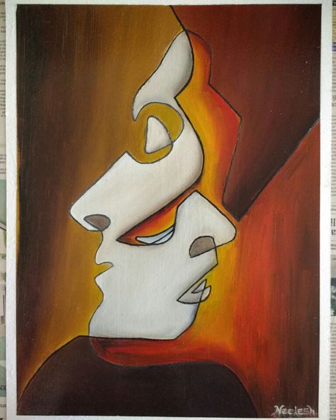 Exotic Paintings, Double Image, Face Artwork, Greek Design, Abstract Face Art, Modern Art Paintings Abstract, Paintings Abstract, Abstract Face, Modern Art Paintings