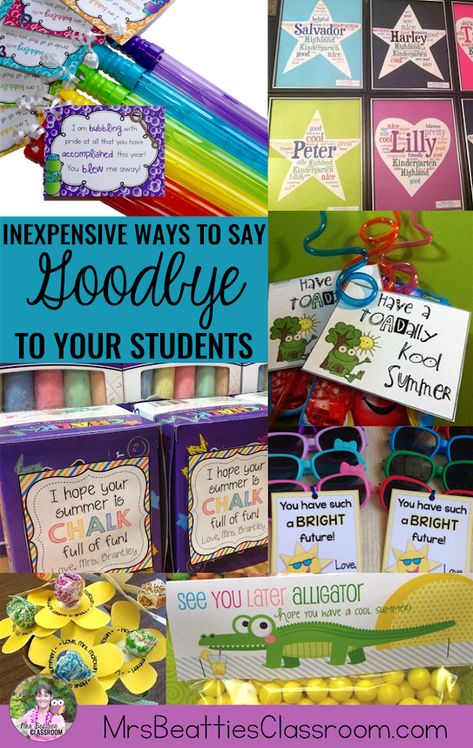 Hey, Teacher! Show your students how much you're going to miss your time together with a fun, inexpensive goodbye gift as they head into summer vacation. This round-up post contains great DIY ideas and printables that won't break the bank. #studentgifts #endofyear #classroom #teacher Teaching Gifts, Ways To Say Goodbye, Student Teacher Gifts, Inexpensive Gifts, Goodbye Gifts, Classroom Gifts, Preschool Graduation, Kindergarten Graduation, End Of School Year