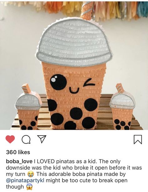 Boba Pinata, Bobba Birthday Party, Boba Tea Valentine Box Ideas, Boba Birthday, Boba Party Theme, Boba Tea Birthday Party, Bubble Tea Party, Boba Theme Birthday Party, Boba Tea Party