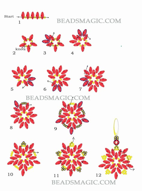 Christmas Beads Craft, Beaded Ornaments Diy, Free Beading Tutorials, Christmas Jewelry Diy, Beads Magic, Earring Christmas, Beaded Flowers Patterns, Holiday Beading, Beading Patterns Free