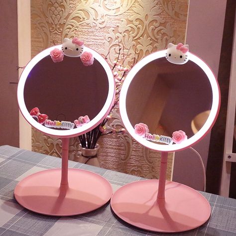 Peach Bedding, Space Wallpaper Ipad, Hello Kitty Makeup, Hello Kitty Space, Cool Hello Kitty, Backlit Mirror, Lighted Vanity Mirror, Space Wallpaper, Kawaii Things