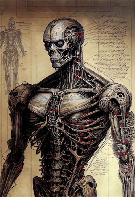 Robot Skeleton Concept Art, Robotic Spine, Robotic Skeleton, Mechanical Monster, Robot Skeleton, Mechanical Skeleton, Human Bones, Tattoo Style Drawings, Body Shots