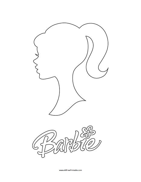 Barbie Pencil Drawing, Barbie Head Silhouette, Barbie Silhouette Printable Free, Barbie Sketches Pencil, Barbie Logo Printable Free, Barbie Stencil Free Printable, Barbie Drawing Ideas, Barbie Face Drawing, Barbie Silhouette Printable