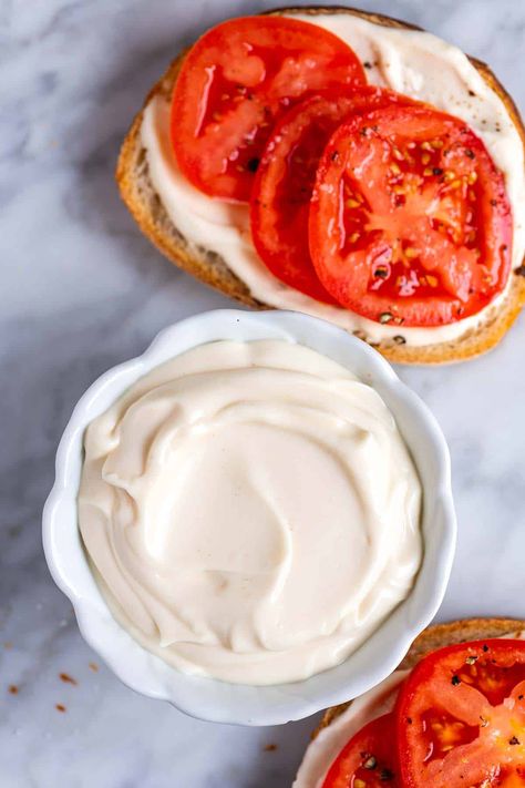 Vegan Mayonaise, Inspired Taste, Food Processor Uses, Mayonnaise Recipe, Scratch Recipes, Homemade Condiments, Vegan Mayo, Vegan Mayonnaise, Tasty Bites