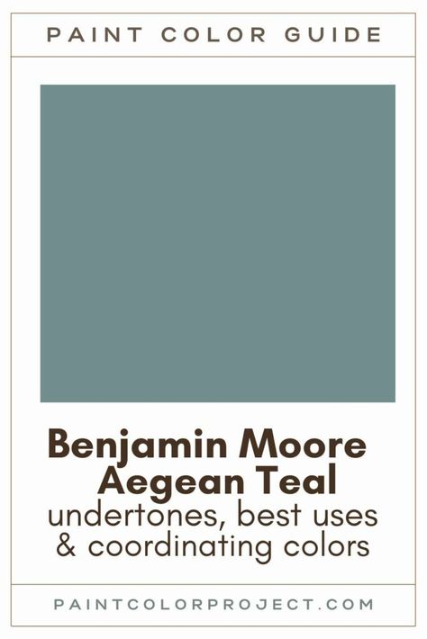 Looking for the perfect blue-green paint color for your home? Let’s talk about Benjamin Moore Aegean Teal and if it might be right for your home! Benjamin Moore Teal Paint Colors Bedroom, Aegean Teal Exterior House Paint, Benjamin Moore Teal Colors, Benjamin Moore Blue Front Door Colors, Teal Bathroom Paint Colors, Teal Trim Interior, Blue Green Painted Furniture, Aegean Teal Front Door, Agean Teal Bathroom