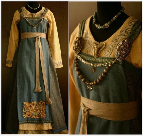 Vikings Dress Woman, Viking Dress Pattern, Viking Apron Dress, Norse Clothing, Gaun Abad Pertengahan, Costume Viking, Viking Garb, Viking Dress, Persian Fashion