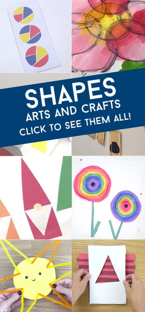 These shape crafts are perfect for teaching shapes to preschoolers. Basic shapes are important for your child to learn. Use these arts and crafts ideas to help your kids learn about different shapes.#shapes #preschool #craftsforkids #twitchetts Shapes Arts And Crafts, Shape Art Preschool, Shape Crafts Preschool, Morning Centers, Arts And Crafts Ideas, Prek Classroom, Teaching Shapes, Kindergarten Art Projects, Circle Crafts