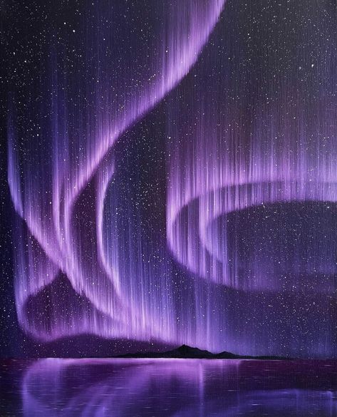 Aurora Acrylic Painting, Painting Ideas Northern Lights, Painting Ideas On Canvas Purple, Aurora Painting Acrylic, Canvas Northern Lights, Aurora Drawing, Northern Lights Acrylic Painting, Aurora Painting, Galaxy Painting Acrylic