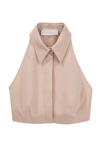 Shirts Crop Tops, Shirts Crop, Silk Sleeveless Top, Trendy Blouses, Trendy Blouse Designs, Crop Top Outfits, Sleeveless Crop Top, Shirts Blouses, Silk Crepe