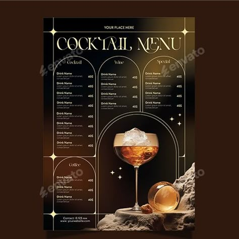 Cocktail Menu Cocktail Menu Design Ideas, Unique Menu Design, Luxury Menu Design, Cocktail Ads, Wine Menu Design, Cocktail Menu Design, Menu Photography, Cruise Design, Cafe Branding Design