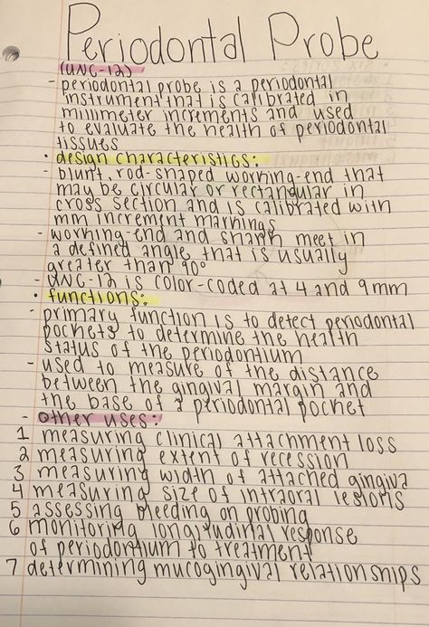 Periodontal Probe Functions- Dental Hygiene School Tips Dental Hygiene School Tips, Dental Hygiene School Notes, Dental Hygiene Instruments, Dental Assistant Notes, Dental Hygiene School Study Guides, Dental Hygiene Notes, Dental Assistant Study Notes, Periodontal Probe, Dental Notes