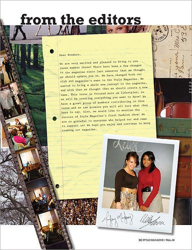 FSC STYLE Magazine (Letter from the Editors) by nebartwork, via Flickr Magazine Paper, Writing Magazine, Personal Magazine Design, Magazine Theme Ideas, Editors Note, Letter From The Editor, Letter Layout, Letter Layout Design, Letter From The Editor Design