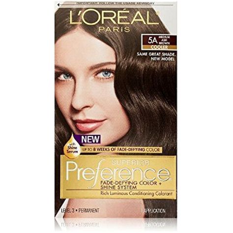 L'Oreal Superior Preference - 5A Medium Ash Brown (Pack of 3) >>> Read more at the image link. (This is an affiliate link) #HairColoringProducts Loreal Preference Hair Color, Snacks For Babies, Ash Blonde Hair Dye, Medium Ash Brown, Hair Color At Home, Easy Healthy Snacks, Medium Hair Color, Covering Gray Hair, Dyed Blonde Hair