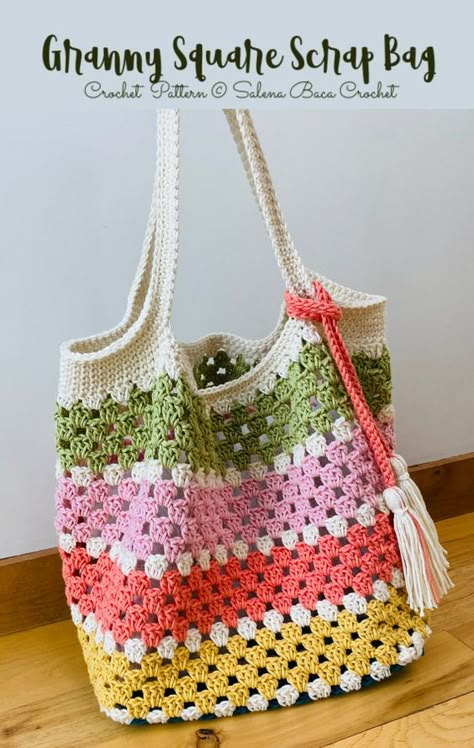 Granny Square Scrap Bag Crochet Pattern - Crochet & Knitting #CrochetPursePatterns #CrochetPursePatternsFree #CrochetPursePatternsGrannySquare Crochet Mosaic Bag Free Pattern, Crochet Pattern Granny Square Bag, Crochet Granny Square Market Bag, Crochet Bag Granny Square Free Pattern, Easy Granny Square Bag, Easy Crochet Bag Tutorial, Crochet Pocketbook, Scrap Crochet Projects, Granny Square Bag Pattern Free