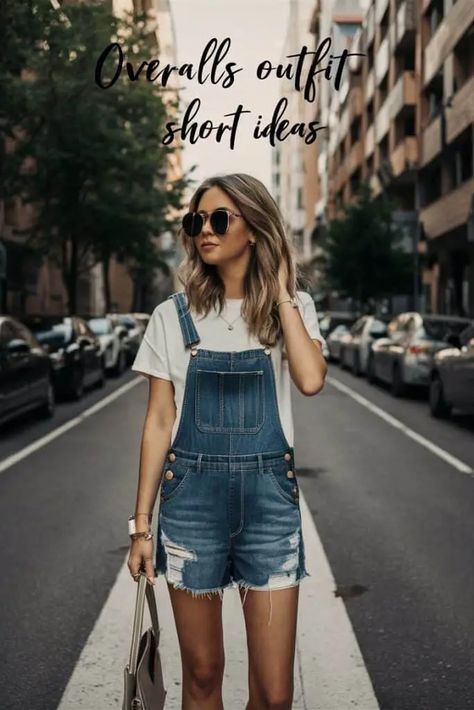 9 Sassy Overalls Outfit Short Ideas to Rock This Summer - Fabricerie Styling Short Overalls, Overalls Outfit Short, Luau Outfits, Outfit Short, Overalls Outfit, Denim Overalls Shorts, Short Overalls, Hip Hop Outfits, Short Styles