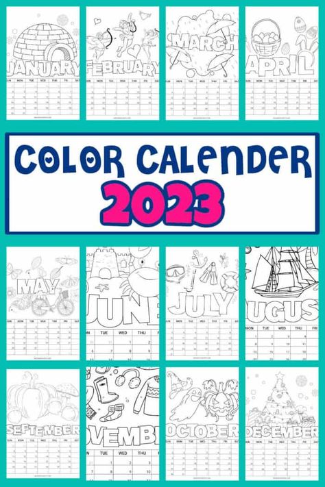 Color Calendar, Calendar For Kids, Free Printables Organization, Calendar Craft, Classroom Calendar, Coloring Calendar, Free Printable Calendar, Printable Coloring Book, Calendar Printable