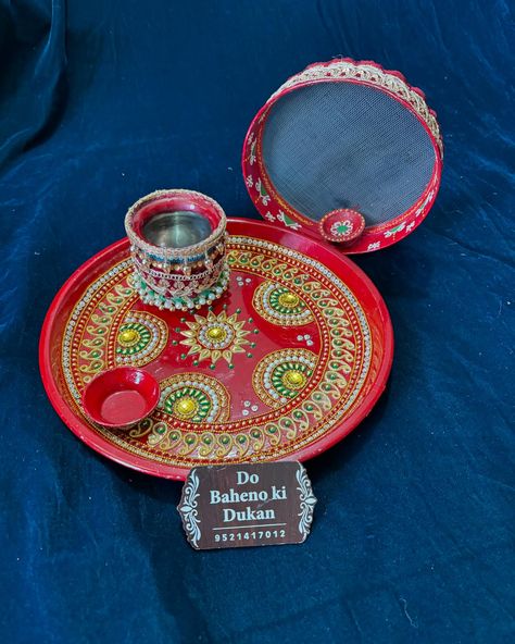 Celebrate Karva Chauth with Elegance and Tradition! ✨ Introducing our exclusive Handmade Karva Chauth Thali, Lota Chhanni, and Thali Rumal Combo Set💞 . . . #KarvaChauth2024 #HandmadeTradition #DoBahenoKiDukan #ThaliSet #KarvaChauthEssentials #KarvaChauthGift #TraditionalVibes #deesa #ahmedabad #gujrat #reels @do_baheno_ki_dukan Karva Chauth Thali, Karva Chauth, Ahmedabad, Quick Saves