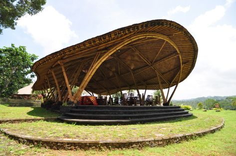 studioWNA.com Bamboo Architecture Design, Bamboo Interior Design, Bamboo Pavilion, Bamboo Interior, Bamboo Roof, Bamboo Building, Bamboo House Design, Bamboo Structure, Pavilion Architecture