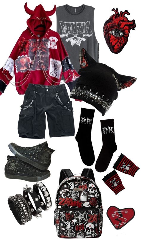 Scene Outfits Men, Scene Clothes Male, Punk Outfits Male, Keytar Aesthetic, Scene Outfits Male, Metalhead Outfits, Ftm Outfits, Punk Style Outfits, Silly Clothes