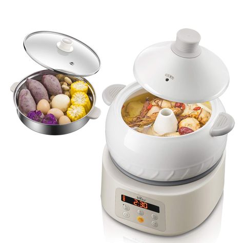 Bear Multi-function Electric Steam Cooker, Yunnan Steam Chicken Soup Steamer Ceramics, DQG-A30C1 New Natural Ceramics Cooking Method, 3L Steam Chicken, Electric Food Steamer, Low Carb Rice, Steam Cooker, Electric Steamer, Food Steamers, Vegetable Steamer, Steamed Chicken, Natural Ceramic