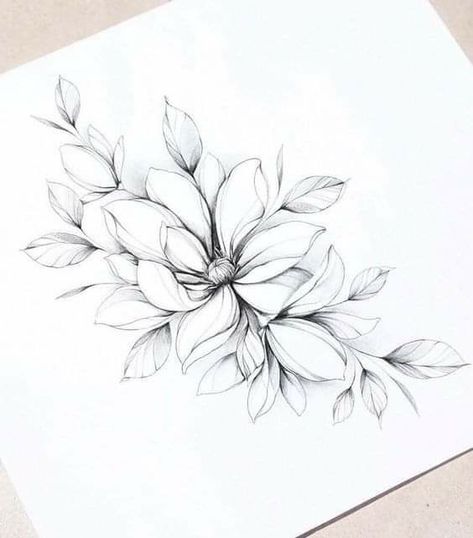 Gardenia And Lily Tattoo, Soft Floral Tattoo Design, Magnolia Tattoo Design Drawing, Delicate Magnolia Tattoo, Magnolia Vine Tattoo, Fineline Magnolia Tattoo, Magnolia Mandala Tattoo, Magnolia Flower Tattoo Designs, Realistic Magnolia Tattoo