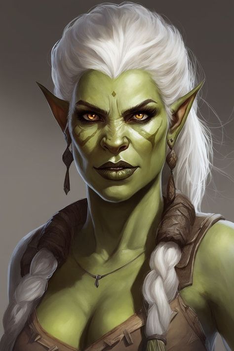 Female orc by Felipe Jimenez - Playground Dnd Orc Female, Female Orc Character Design, Half Orc Woman, Female Orc Beautiful, Half Orc Names, Orc Woman, V For Vendetta Tattoo, Orc Girl, Female Half Orc