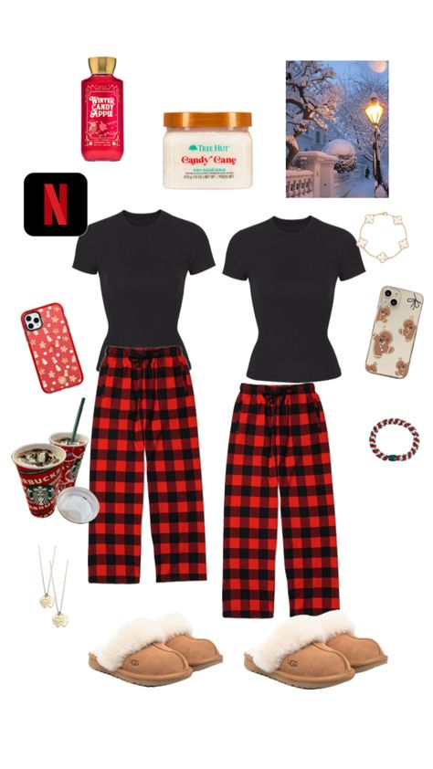 Cute Matching Christmas Pjs Friends, Matching Christmas Couple Outfits, Friends Matching Christmas Pjs, Where To Get Christmas Pjs, Matching Winter Outfits Friends, Sisters Outfits Matching, Christmas Pjs Aesthetic Family, Couple Matching Pjs Christmas, Matching Christmas Pjs Friends