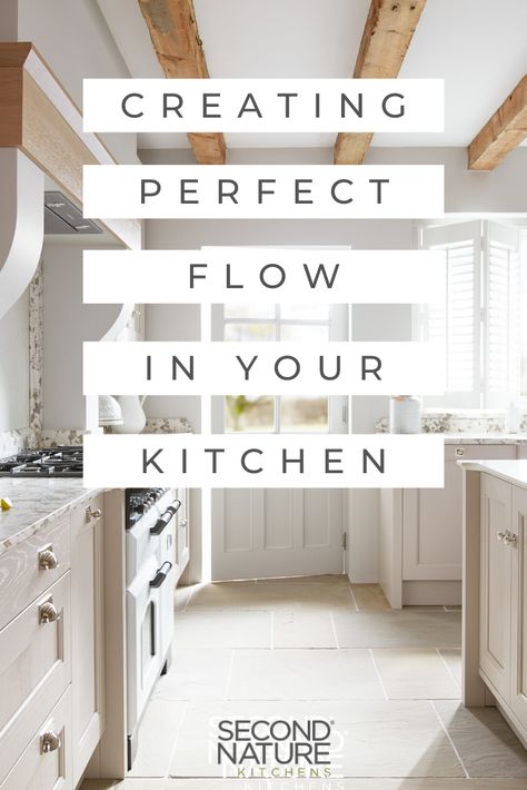 When designing a new kitchen, creating the perfect flow in your layout is essential for making everyday tasks easier.  We’re sharing our top tips for creating the perfect flow in your kitchen, so your space can be just right for how you choose to live your life. Kitchen Design Elements, Unconventional Kitchen Layout, Kitchen Flow Layout, Kitchen Triangle Layout, Lived In Kitchen, Kitchen Flow, Kitchen Triangle, Free Kitchen Design, Long Kitchen