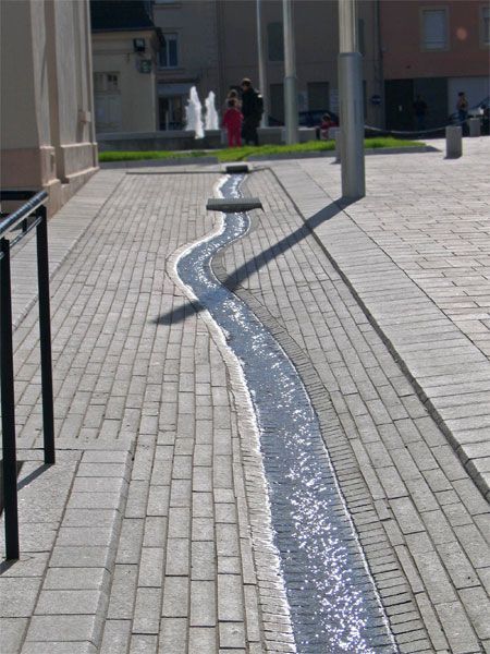 Water Channel | JML water feature design Street Scape, Small Yard Design, Landscape Drainage, Urban Landscape Design, Public Space Design, Pond Water Features, Landscape Architecture Design, Water Management, Urban Architecture