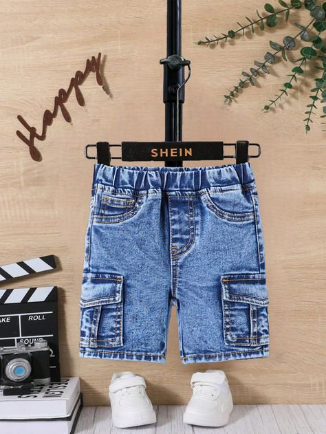 Light Wash  Collar  Denim Plain Bottoms Embellished Non-Stretch  Baby Boys Clothing Bottom Outfits, Boys Summer Clothes, Boys Shirts Pattern, Boys Denim Shorts, Boys Denim Jeans, Baby Boy Summer, Boys Summer, Boys Summer Outfits, Boys Denim