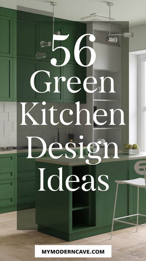 Discover 56 trendy green kitchen design ideas that bring a fresh and stylish vibe to your home. From sage green cabinets and emerald accents to olive-toned backsplashes, these ideas create a unique and inviting space. Whether you love bold, modern designs or subtle, rustic charm, these green kitchens prove the color is both versatile and timeless. Explore how to incorporate green into your cabinetry, walls, tiles, and decor for a refreshing upgrade. Sage Cabinets, Kitchen Painting Ideas, Green Kitchen Inspiration, Green Kitchen Ideas, Olive Green Kitchen, Kitchen Color Ideas, Kitchen Color Schemes, Green Kitchen Designs, Trendy Kitchen Colors