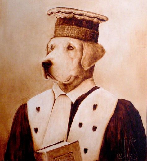 labrador: portrait de chien Labrador Portrait, Anthropomorphic Animals, Animal Dress Up, Painting Portraits, Quirky Art, Dog Paintings, Dog Dresses, Mad Hatter, Dog Art