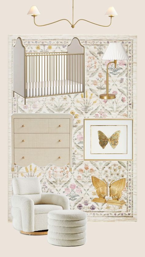 Beautiful gold, cream, and floral nursery decor ideas. Butterfly themed baby girl nursery Butterfly Theme Nursery, Floral Nursery Theme, Paris Nursery, Baby Girl Nursery Ideas, Girl Nursery Ideas, Nursery Decor Ideas, Baby Nursery Inspiration, Girl Nursery Themes