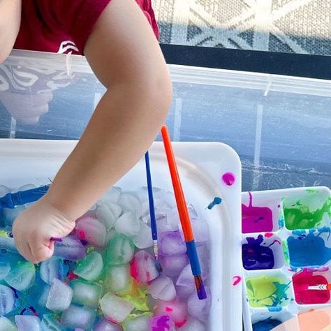 Kids Who Thrive on Instagram: "This activity is ZERO PREP and loads of fun! Painting ice is a different kind of experience. My toddler was so enthralled with how the colors came together and what the ice cubes looked like. So much fun on these hot days! #kidsactivities #funinthesun #summervibes #painting #letsplay #toddleractivities #kidswhothrive" Painting Ice Cubes, Ice Cube Painting, Painting Ice, Different Kinds, Sensory Bins, Ice Cubes, Hot Days, The Ice, Ice Cube