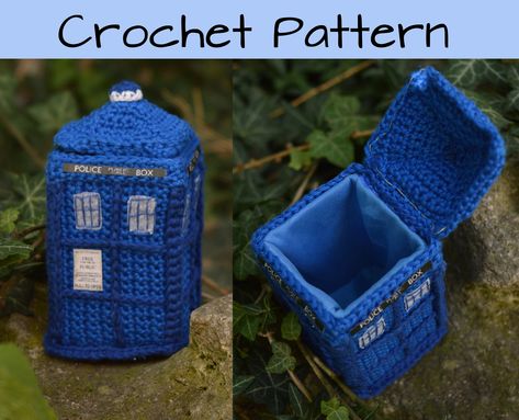 Doctor Who's TARDIS als Behälter / as container - Häkelanleitung / crochet pattern deutsch english von SkyDekoration auf Etsy Tardis Crochet Pattern, Dr Who Crochet Patterns Free, Doctor Who Crochet Patterns Free, Crochet Tardis, Doctor Who Crochet, Coin Purse Pattern, Crocheting Ideas, Doctor Who Tardis, 2024 Christmas