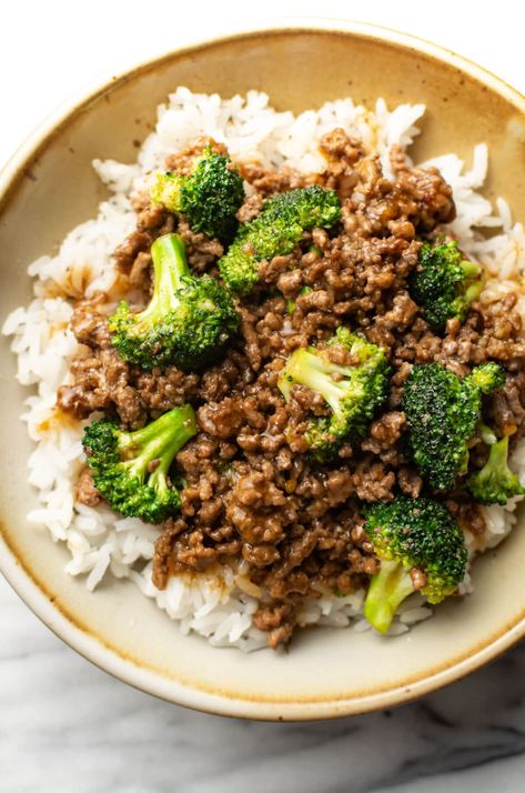 Ground Beef and Broccoli • Salt & Lavender Beef And Broccoli Sauce, Beef And Broccoli Recipe, Ground Beef And Broccoli, Keto Dishes, Beef Broccoli, Beef And Broccoli, Broccoli Recipe, Easy Skillet, Broccoli Beef