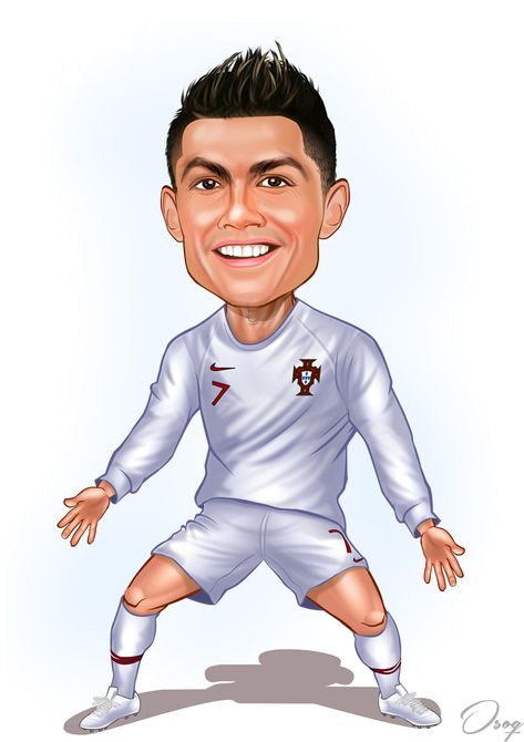 White Uniform, Ronaldo Pictures, Cristiano Ronaldo Manchester, Caricature From Photo, Cristiano Ronaldo Wallpapers, Ronaldo Wallpapers, Messi And Ronaldo, Celebrity Caricatures, Cristiano Ronaldo Cr7