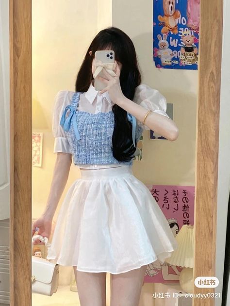 Girly Style Outfits, Cute Dress Outfits, Korean Casual Outfits, Trendy Dress Outfits, Kawaii Fashion Outfits, Trendy Fashion Tops, Korean Fashion Dress, Casual Day Outfits, Trendy Fashion Outfits