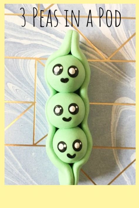 Three Peas In A Pod, Kawaii Polymer Clay, Peas In A Pod, Clay Creations, Olaf The Snowman, Peas, Polymer Clay, Mario Characters, Disney Characters