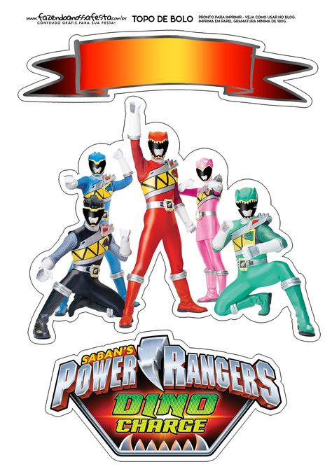 Topo de Bolo Power Rangers totalmente grátis, pronto para personalizar e imprimir em casa. Power Rangers Cartoon, Power Ranger Cake Toppers, Power Rangers Dino Charge Birthday, Power Rangers Mask, Power Rangers Birthday Cake, Power Rangers Cake, Power Rangers Logo, Power Rangers Birthday, Festa Power Rangers