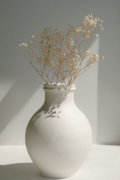 Spotlight On: Vintage-Inspired Jar Vases Neutral Vases, Vase Photography, Vase Styling, Minimal Vase, White Objects, Flower Jars, Vase Aesthetic, White Flower Vase, Flower Jar