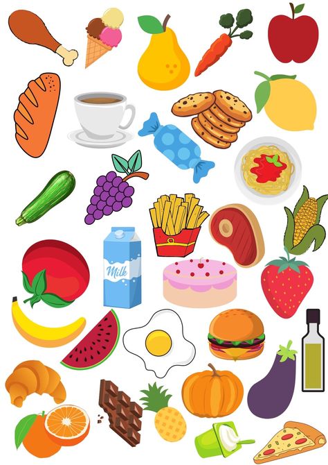 Healthy Food Activities For Preschool Crafts, Healthy Food Activities For Kindergarten, Healthy Foods Activities For Preschool, Healthy Me Activities For Preschoolers, Food Clipart Free Printable, Healthy Food Preschool Activities, Healthy Food Preschool, Healthy Food Crafts Preschool, Healthy Food Activity For Preschool